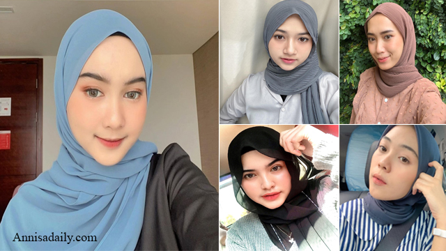 Gaya Hijab Minimalis Yang Serasi Dengan Makeup Bold